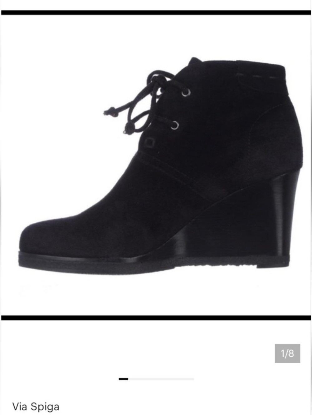 Via Spiga Black Suede Lace-Up Wedge Booties